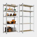 Boxed 5-Tier Galvanised Steel Shelving Unit X2 – Silver (180 X 90 X 40cm)-SR5(4.5)