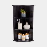 Boxed Corner Shelf Unit - Black 3 Tier Bathroom Shelving - Freestanding or Wall Mounted Display
