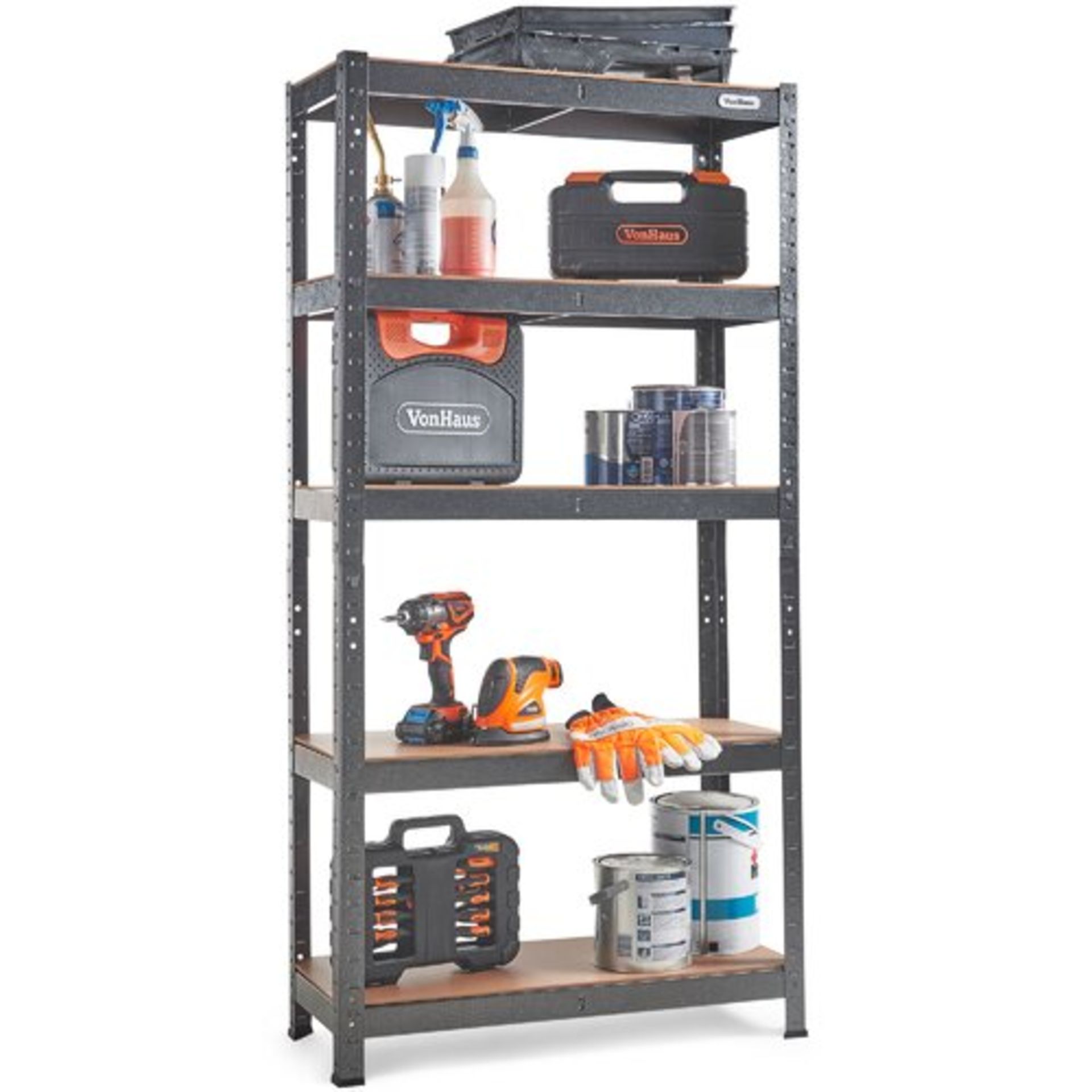 Boxed 5-Tier Metal Shelving Unit – Black (150 X 75 X 30cm)-SR5(4.6)