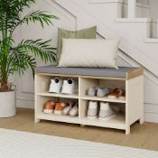 Boxed Ash Hall Shoe Storage Bench - Cream-SR5(4.11)