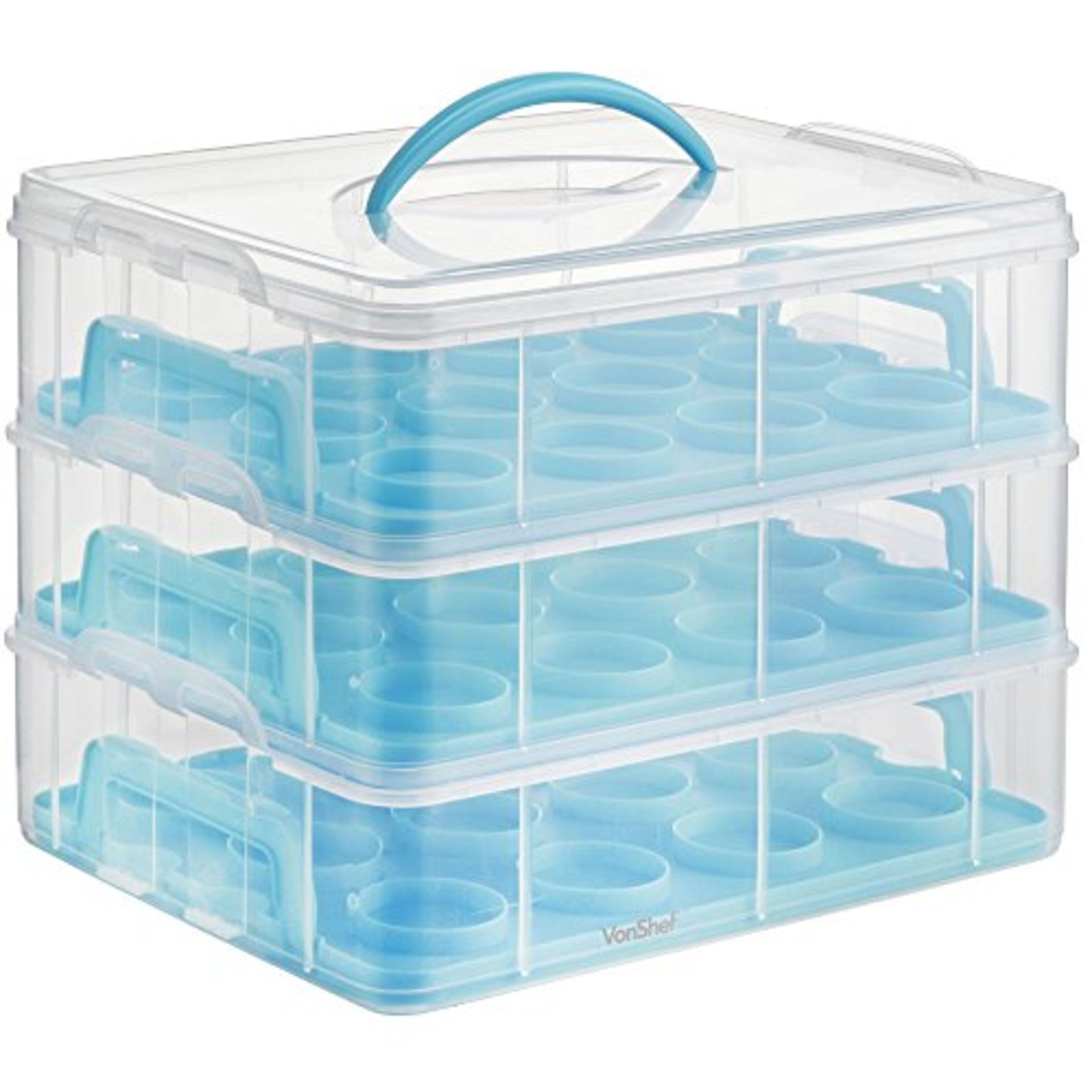Boxed 3 Tier Cupcake Carrier Blue-SR5(4.3)