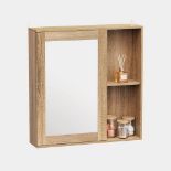 Boxed Bathroom Mirror Cabinet - Oak Wood Effect Bathroom Cabinet with Mirror - 1 Door Bathroom