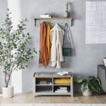 Boxed Ash Wall Mounted Coat Rack with Shelf - Grey-SR5)(4.8)