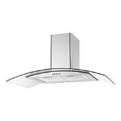 Essentials NNCGHS90UK Curved Glass Hood Stainless Steel 900mm. - SR4F. RRP £149.99.