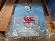 (NO VAT) 30 X BRAND NEW CANTEBURY RUGBY T SHIRTS CHILDRENS (SIZES MAY VARY) (LOC: 30.3-BB2302)
