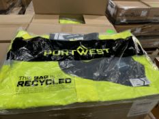 12 X BRAND NEW PORTWEST HI VIS YELLOW PW2 SHELL WORK JACKETS SIZE XL (LOC: 45.6-AA660)