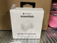 15 X NEW ZAGG mophie Essentials 20W 1-Port USB-C Fast Charger, Power Delivery PD UK Wall Adapter for