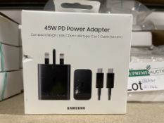 10 X NEW Official Samsung 45W Super Fast 2.0 Charger with USB-C to C Cable RRP £42 EACH.