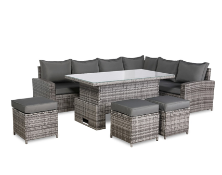 New & Boxed Luxury Henley Right Hand Garden Set with Rising Table. RRP £1499.99. Durable rust-