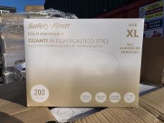100 x Boxes of 200 Safety First Gold Disposable Gloves in Blue - Thermoplastic. Sizes may vary
