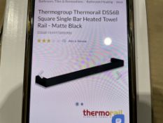 BRAND NEW THERMORAIL 7124 MATTE BLACK FINISH 12V STAINLESS STEEL HEATED TOWEL RAIL 632 X 40 X