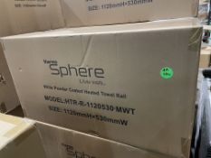 BRAND NEW THERMORAIL WHITE POWDER COATED HEATED TOWEL RAIL 1120 X 530MM RRP £479 (LOC: 19.13-AA484)