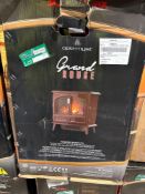 Boxed Dimplex Optimyst Grand 2000W Gloss Rouge Cast enamel effect Electric Stove (H)660mm (W)