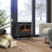 Boxed GoodHome 1800W Matt Black Electric Stove (H)545mm (W)530mm. - SR2F. RRP £225.00