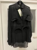 BRAND NEW DEL-CORE Pleated Orchid Draped Shirt - BLACK - SIZE 40. RRP £1455. Unfold drama in your