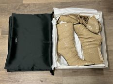 BRAND NEW DEL-CORE Draped Sequin Boot 105-Pailletes - BEIGE - SIZE 38. RRP £1720. Shimmer with every
