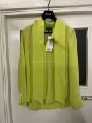 BRAND NEW DEL-CORE Scarf Detail Blouse - LIME - SIZE 42. RRP £760. Del-Core Scarf Detail Blouse in
