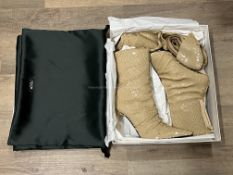 BRAND NEW DEL-CORE Draped Sequin Boot 105-Pailletes - BEIGE - SIZE 38. RRP £1720. Shimmer with every