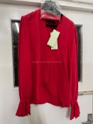 BRAND NEW DEL-CORE Cocoon Sleeve Blouse With Tie - RED - SIZE 40. RRP £950. Del-Core Cocoon Sleeve