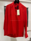 BRAND NEW DEL-CORE Scarf Detail Blouse - RED - SIZE 42. RRP £760. Del-Core Scarf Detail Blouse in
