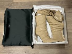 BRAND NEW DEL-CORE Draped Sequin Boot 105-Pailletes - BEIGE - SIZE 37. RRP £1720. Shimmer with every