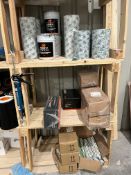 CONTENTS OF 3 TIER SHELT TO INCLUDE OBEX CORTEX SURFACE PRIMER, PASTE ADHESIVE, ROLLS OF OBEX CORTEX