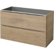 GoodHome Imandra Natural Oak effect Wall-mounted Bathroom Vanity unit. - SR2.1.2.