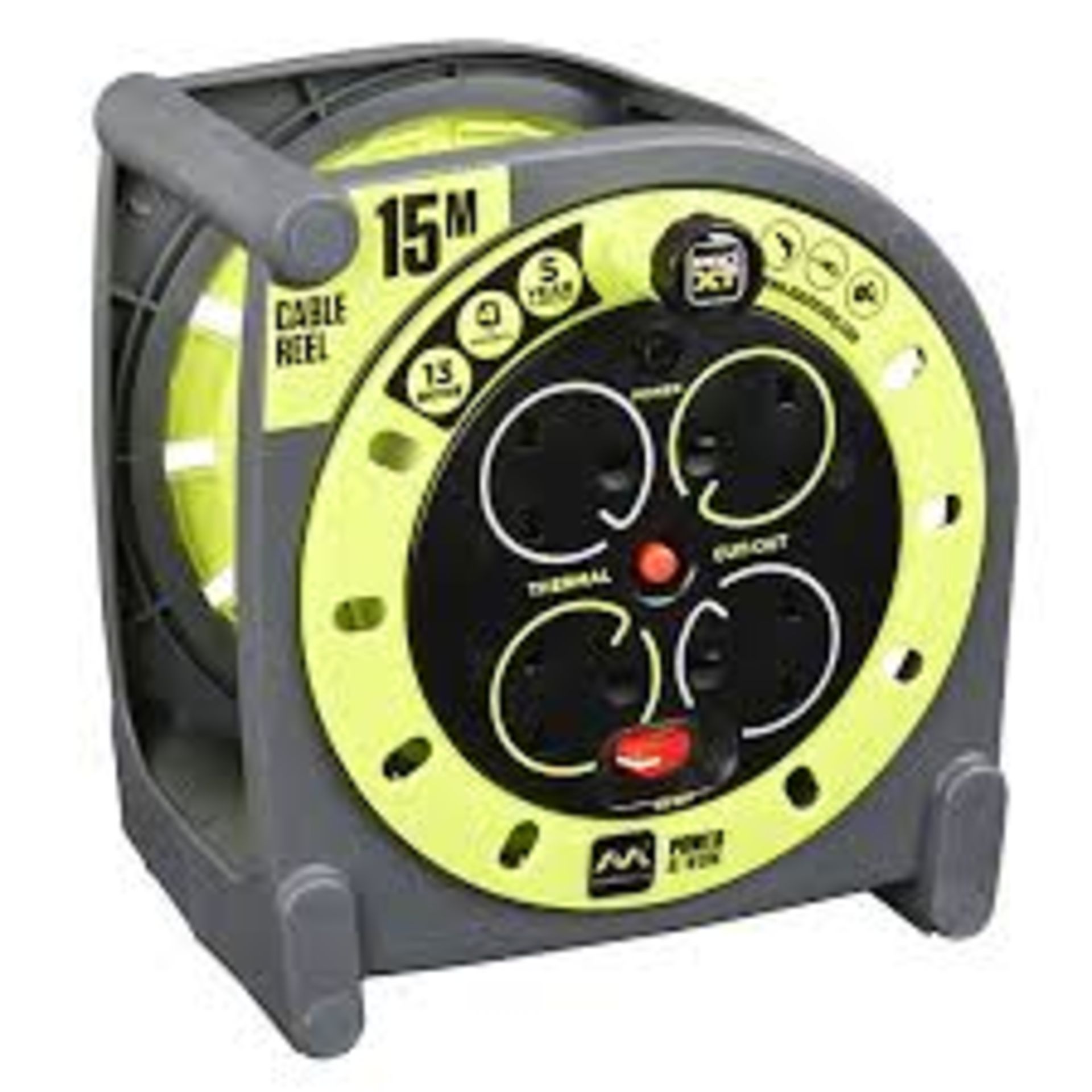 Masterplug 4 socket Grey & green Indoor & outdoor Cable reel, 15m. - SR3.5.1