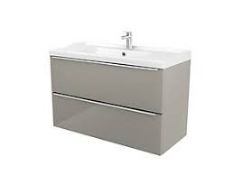GoodHome Imandra Gloss Taupe Wall-mounted Bathroom Vanity unit . - SR2.1.2.