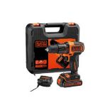 Black+Decker 18V Li-ion Brushed Cordless Combi drill. - sR3.5.5.