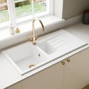Cooke & Lewis Ising White Resin 1.5 Bowl Sink & drainer 500mm x 1000mm. - SR2.1.1.