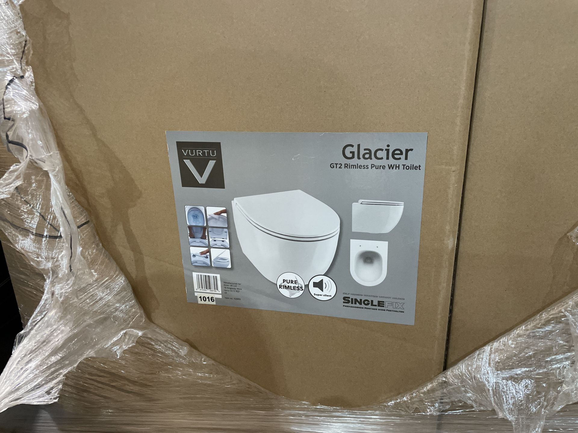 BRAND NEW VURTU Glacier, Dynamic Rimless Wall Hung Toilet and Toilet Seat, 520(H) x 373(W), White, - Image 2 of 2