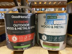 4PC BRAND NEW MIXED LOT INCLUDING 3 X 2.5L OUTDOOR WOOD AND METAL PAINT, 1 X 2.5L OUTDOOR EXTREME