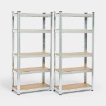 Boxed 5-Tier Galvanised Steel Shelving Unit X2 – Silver (150 X 70 X 30cm)-RS1.10