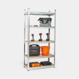 Boxed 5-Tier Galvanised Steel Shelving Unit – Silver (180 X 90 X 40cm)-RS1.7