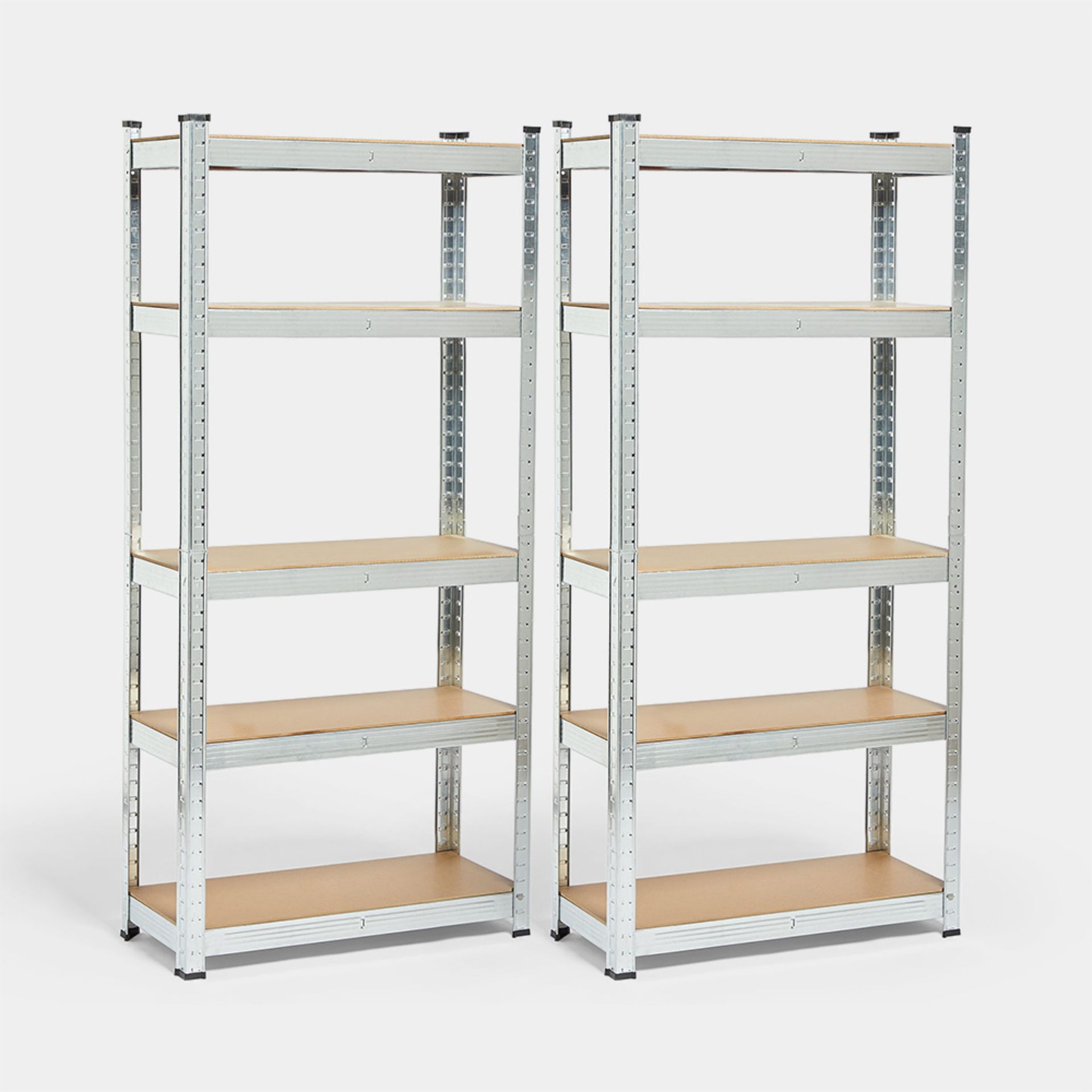 Boxed 5-Tier Galvanised Steel Shelving Unit X2 – Silver (150 X 70 X 30cm)-SR5(3.8)