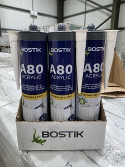 120 x Bostik Pro A80 Acrylic Decorators Caulk 310ml White. RRP £6.48 per tube. Instantly paintable •