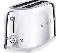 Smeg TSF02SSUK 4 Slice Toaster, Long Extra Wide Slots, 3 Pre Set Options. - SR2.4.2. RRP £189.00.