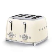Smeg TSF03CRUK 50's Retro Style 4 Slice Toaster, 4 large slots, in Cream. - SR2.4.1. RRP £229.00.