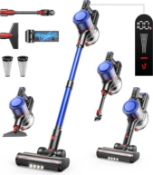 Fieety Cordless Vacuum Cleaner, 45Kpa 550W 60Mins Self-Standing Stick Vacuum with Wall Mount