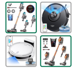 4K Projectors, High End Robot Vacuums, Cordless Stick Vacuums, Handheld Vacuum Cleaners, 3 in 1 Vacuums, Models, G20 Pros, V8 Pros and many more