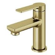 Boxed GoodHome Akita Mini Satin Brass effect Round Basin Mixer Tap. - SR1.5.1. RRP £140.00.