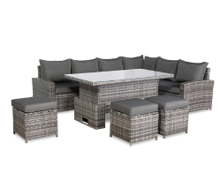 New & Boxed Luxury Henley Right Hand Garden Set with Rising Table. RRP £1499.99. Durable rust-