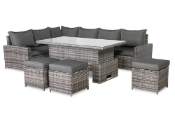 New & Boxed Luxury Henley Left Hand Garden Set with Rising Table. RRP £1499.99. Durable rust-