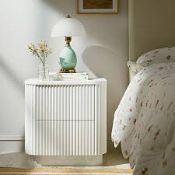 Boxed Maru 2-Drawer Bedside Table, Washed White RRP £279.99-SR6(8.7) Our Maru 2-Drawer Bedside Table