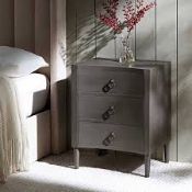 Boxed Thalia Concave 3 Drawer Bedside Table, Silver Oak RRP £329.99-SR6(6.5) Featuring distinctive