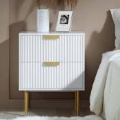 Boxed Richmond Ridged 2 Drawer Bedside Table, Matte White RRP £209.99-SR6(8.3) Our Richmond