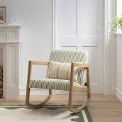 Boxed Fyne Sage Striped Linen Blend Natural Oak Rocking Armchair RRP £299.99-SR6(4.2) Inspired by