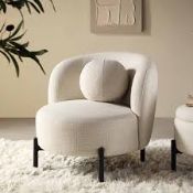Boxed Amboise Armchair with Ball Cushion, Beige Linen Blend RRP £399.99-SR6(6.1) The Amboise