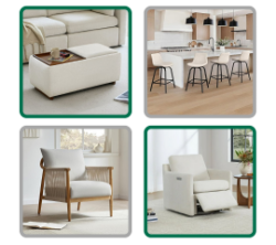 Luxury Fabric Sofas, Storage Stools, Accent Chairs, Bedside Tables, Desks, Dining Chairs,Ottomans, Bar Stools and much more